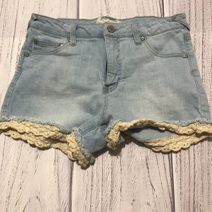 Altar'd State Jean Shorts w/ Lace Trim